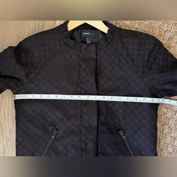 Mango Black Textured Jacket- Small - Picture 6 of 8